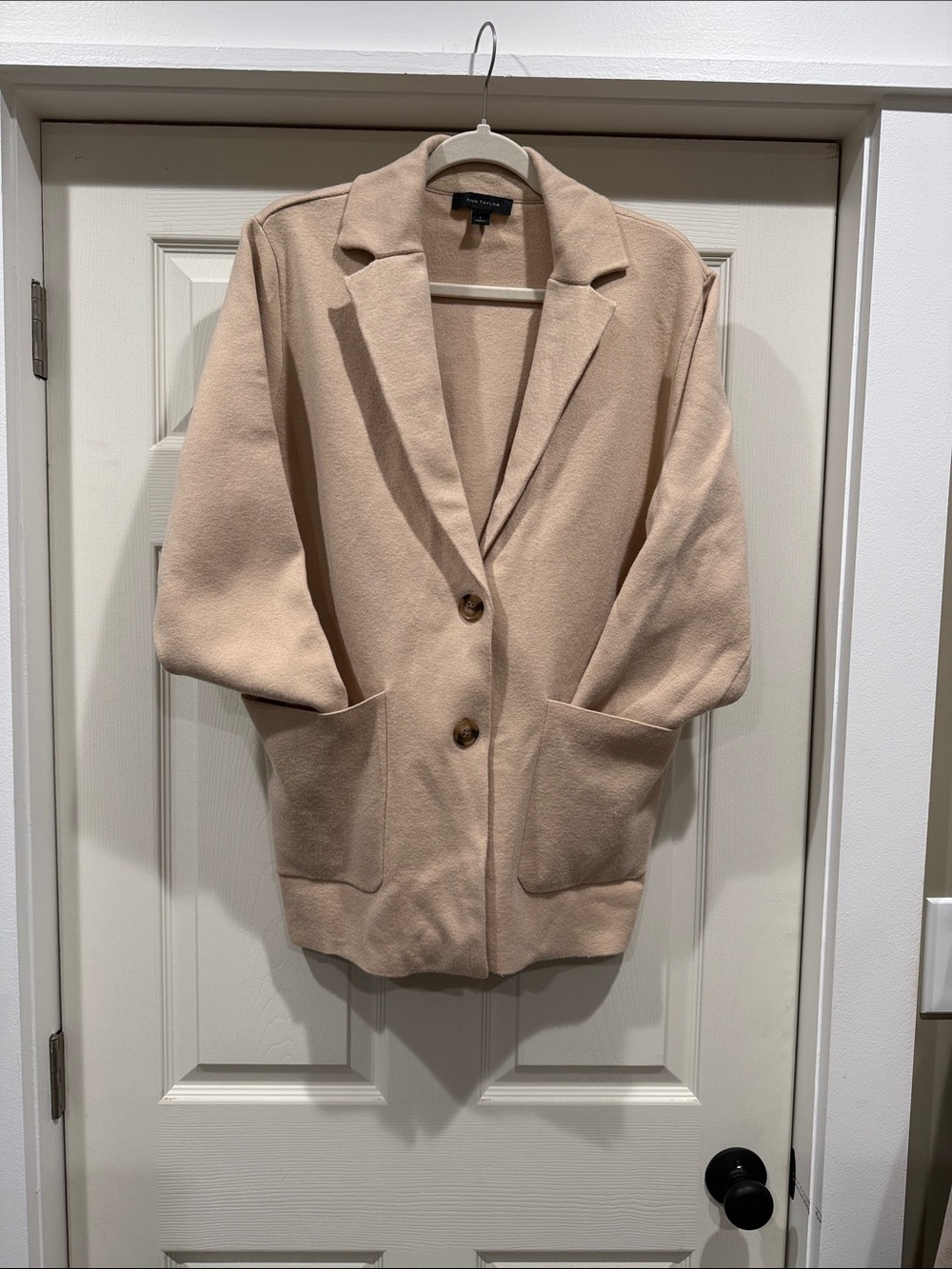 Oversized Knit Cream Blazer Jacket - Women